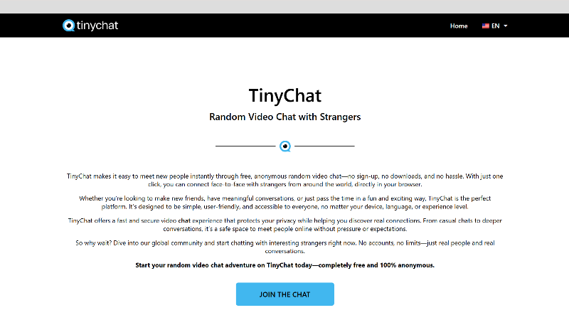 Tinychat group and private video chat rooms